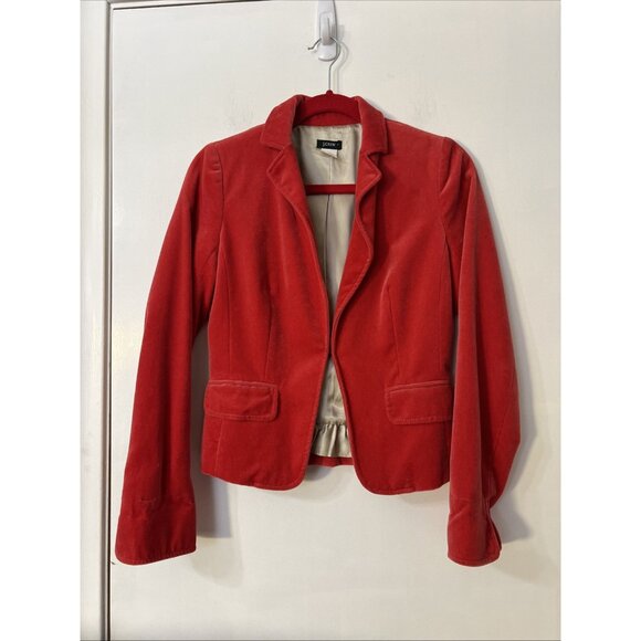 J.CREW Jackets & Blazers - J Crew Women’s Velour Blazer Jacket Size 2 EUC Red Preppy Valentines Line Fairy